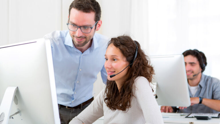 Manager training young attractive people